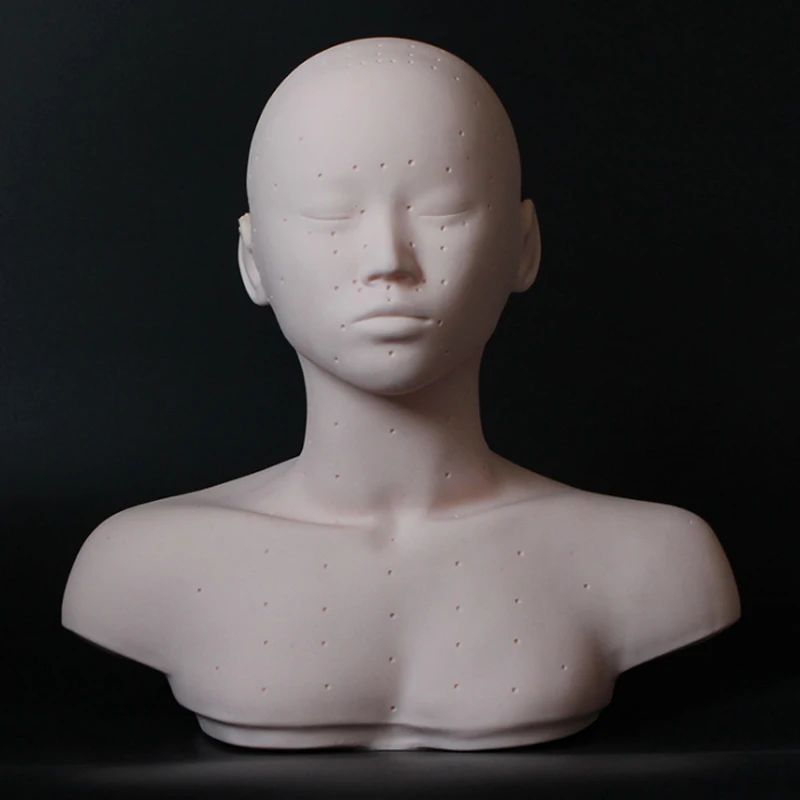 

New Hot Closed Eyes Mannequin Manikin Head with Shoulder Acupoint Body Massage Training Makeup Eyelash Extension Practice Model