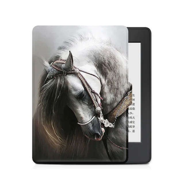 White Horse Design For Amazon 2016 8th New Kindle Case Skin Folio Pu