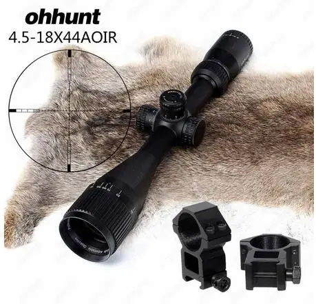 Ohhunt 4,5-18X44 охотничьи прицелы AOIR тактические оптические прицелы сейсмические прицелы прицел тактический Снайперский прицел - Цвет: with Picatinny Rings