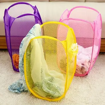 

Folding Dirty Clothing Laundry Bucket Storage Basket Mesh Washing Dirty Clothes Laundry Basket Sundries Organizer Toy Container