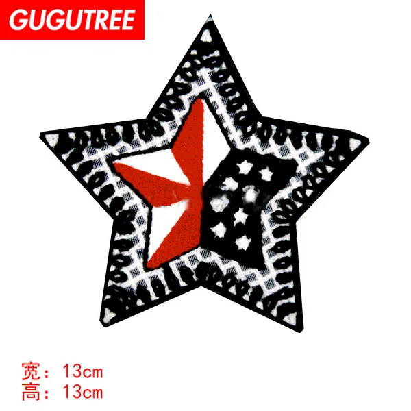 

GUGUTREE towel embroidery love heart patches star patches badges applique patches for clothing XC-489