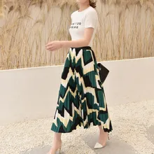 Плиссированные юбки полосатые сплайсинга шифон пакет модные юбки