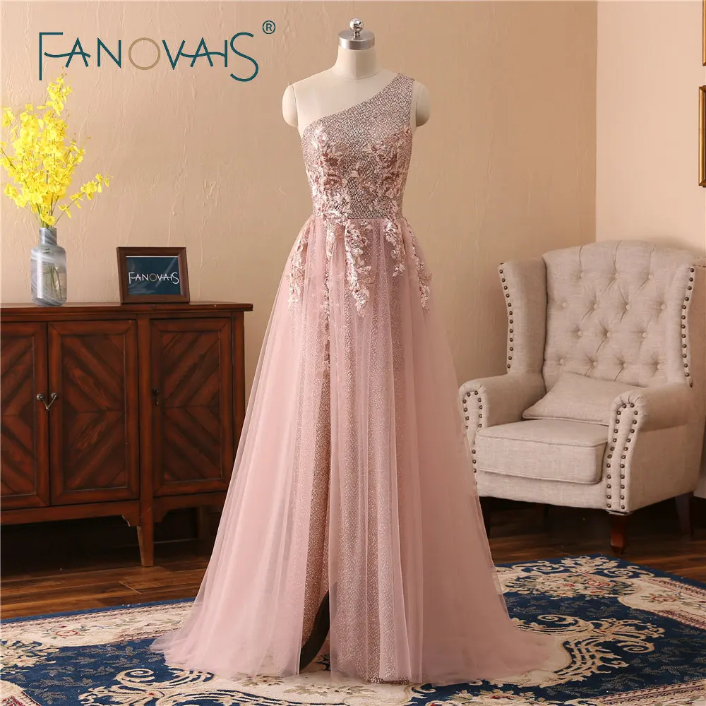 blush pink evening dress