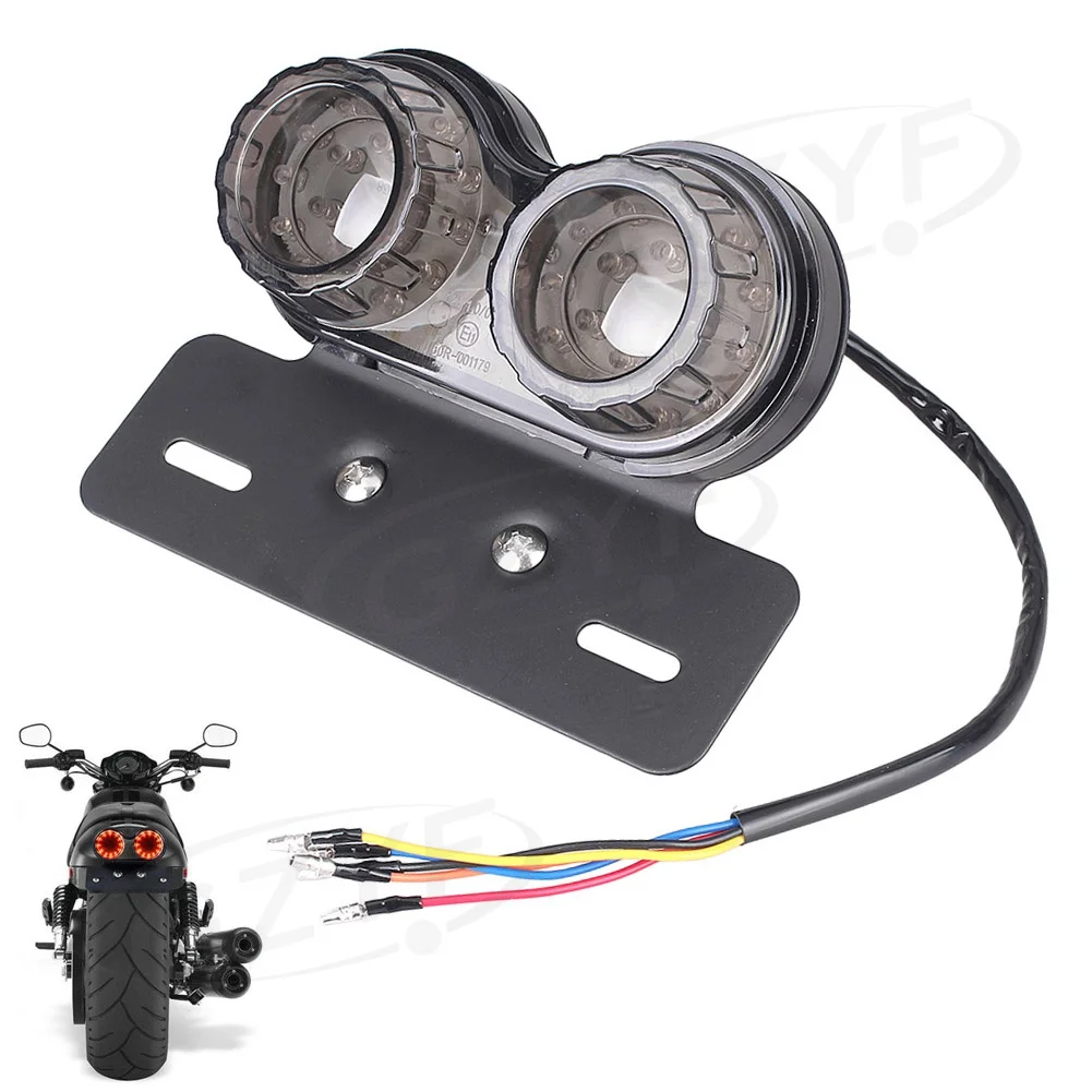 Universal LED License Plate Light Turn Signal Tail Lamp Red Lens Brake Taillight Integrated THREE in ONE Motorcycle Parts