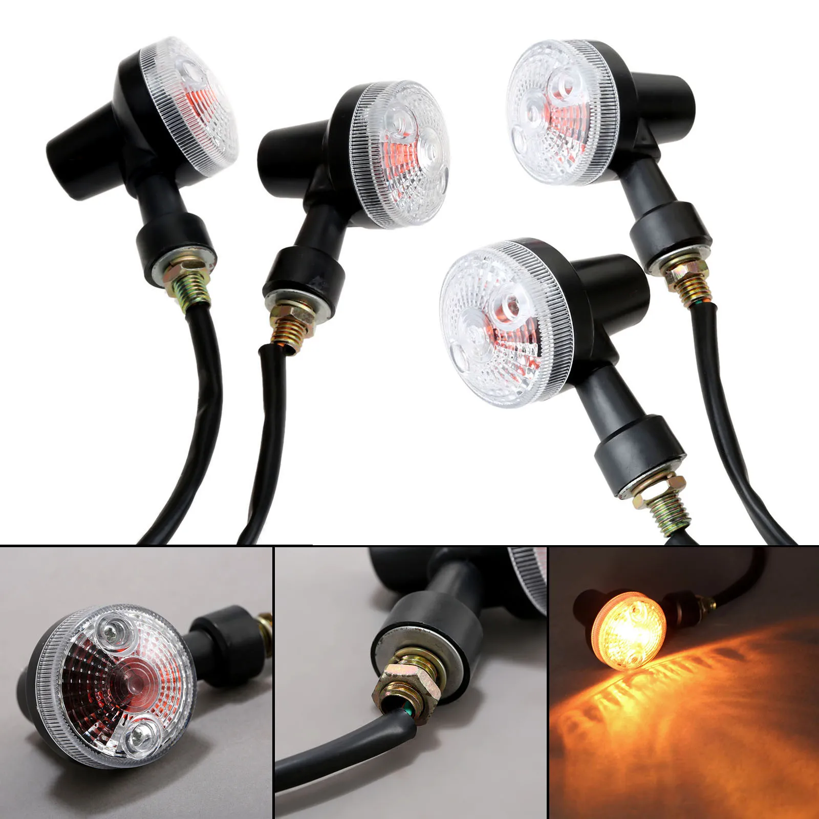

4Pcs 12V Universal Motorcycle Turn Signal Indicator Lights Lamp For GN125 Cafe Racer Suzuki Yamaha Kawasaki Amber Light Flasher
