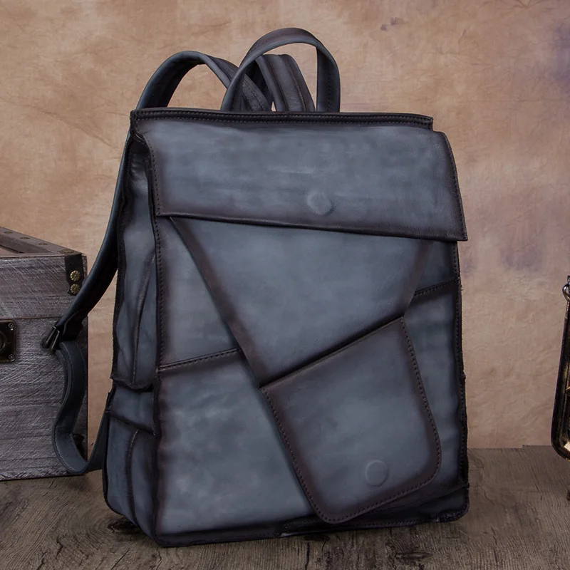 Ретро первый Слои кожи человека и Для женщин сумка кожаная сумка ручной работы Для мужчин рюкзак кожаный вместительные, для отдыха путешествия рюкзак