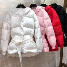 Зимняя куртка женская короткая парка Брендовое 90% белое пуховое пальто женское пуховое зимнее пальто женская утепленная парка с капюшоном