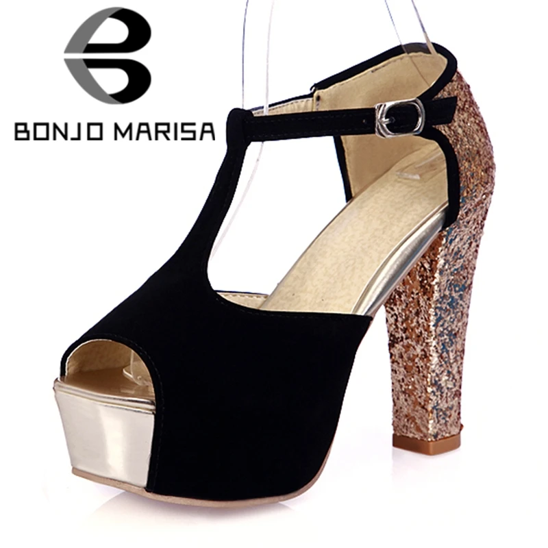 BONJOMARISA/Новые пикантные женские кружевные Босоножки на платформе Летние вечерние женские туфли на высоком каблуке; большие размеры 33-43 - Цвет: back style 2