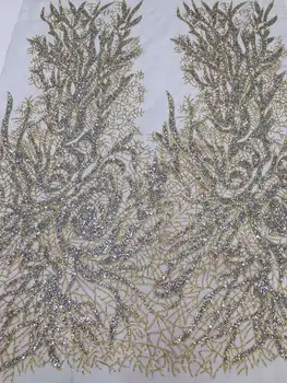 

silver glitter fabric African Rhinestones lace fabric French 2017 Renda For Wedding Embroidery 5 yard/lot