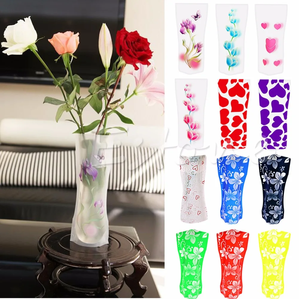 

Plastic Unbreakable Foldable Reusable Flower Home Decor Vase Color Random