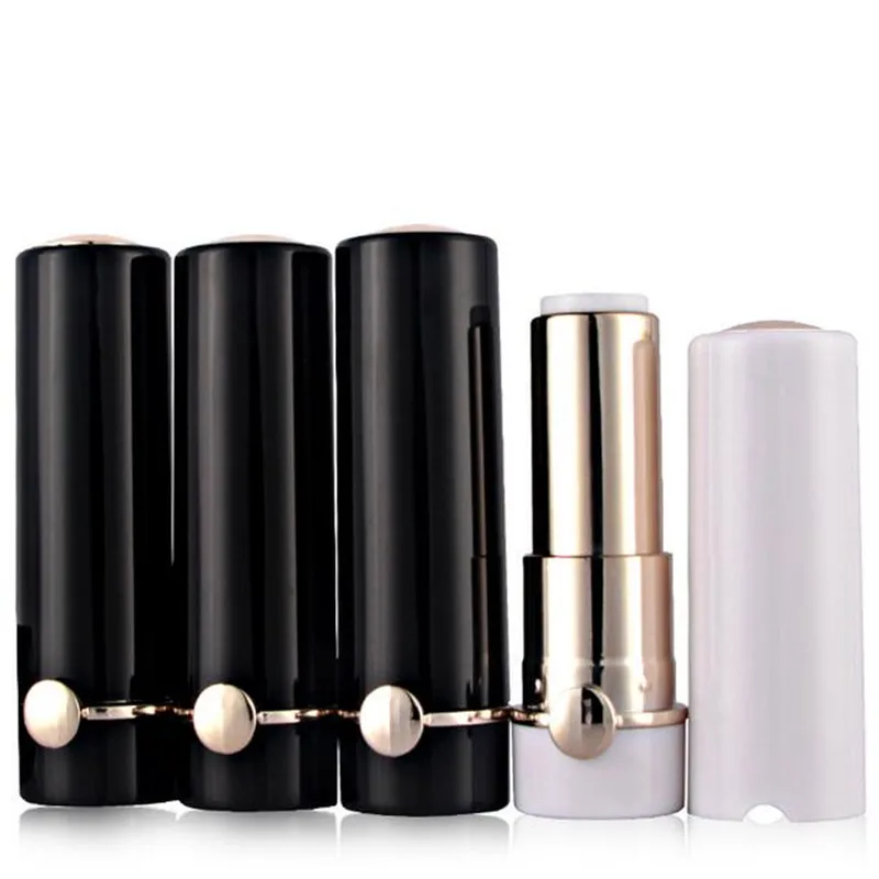 10Pcs/lot Empty White Lipstick Tube 12.1MM Matt Black Color Round Shape