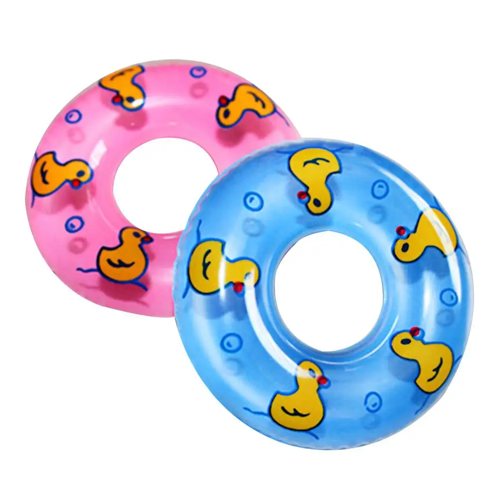 

2Pcs Baby Bath Toy Inflatable Swim Ring Toy Plastic Mini Swim Circle Gift for Kids (Pink & Blue)