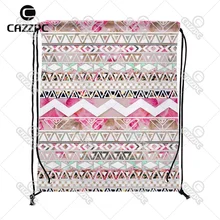 Девчачий розовый белый цветочный геометрический абстрактный ацтекский Богемия индивидуальная нейлоновая ткань шнурок рюкзак Подарочный пакет из 4