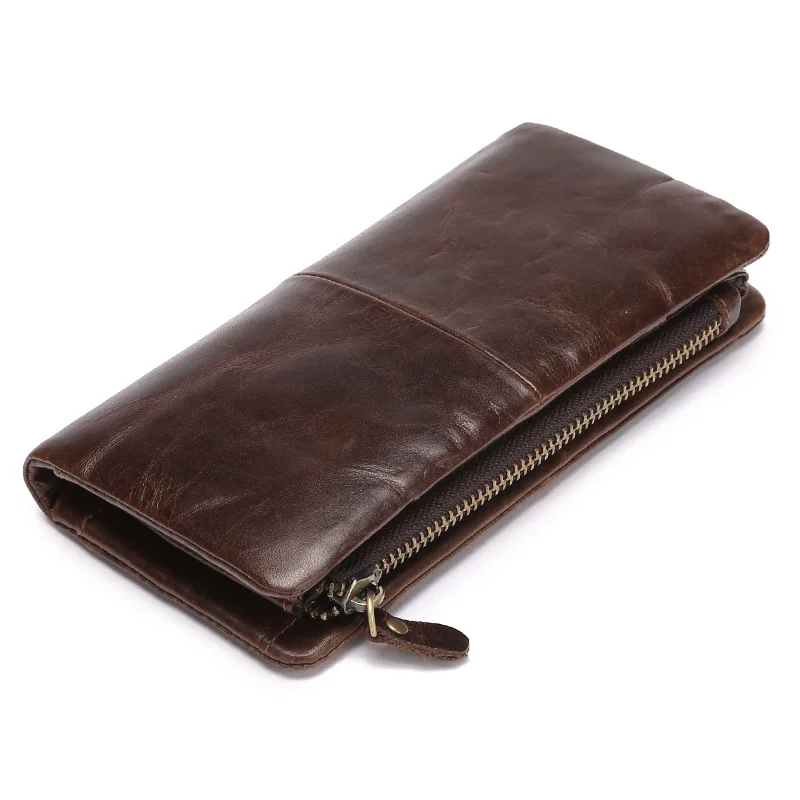 

GENMEO New Arrival Retro Cow Leather Wallet Men Phone Pocket Genuine Leather Purse Clutch Money Bag Card Holders Bolsa