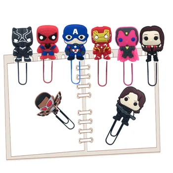 

12pcs Cartoon Characters Marvel Avenger Icons Bookmarks for Books Paper Clips at School Office DIY Craft Stationery for Kids