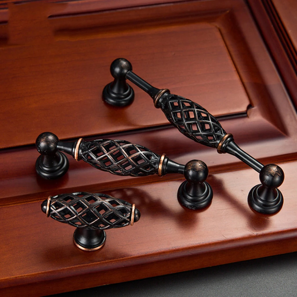 6Pieces Drawer Handle Spiral Bird Cage Cabinet Pull Knob Furniture Decor 120X30mm