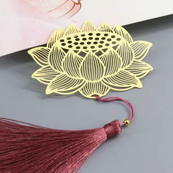 

1pcs Zen Lotus Brass Art Tassel Bookmarks Buddhism Foreign Affairs Business Gifts Meditation Lotus Metal Gifts