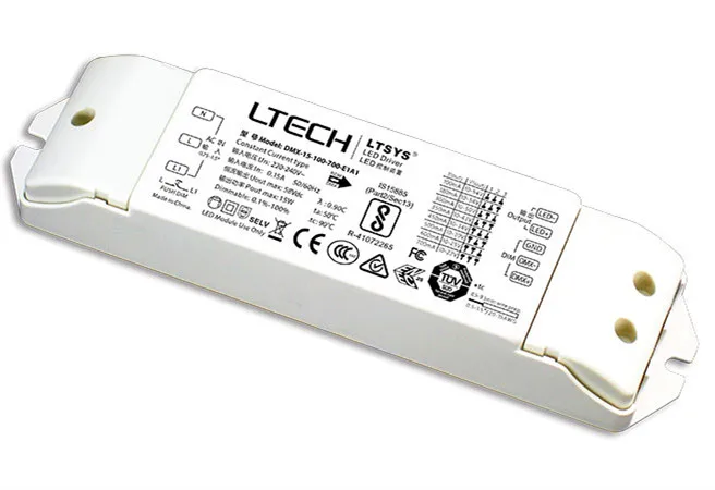 

DMX-15-100-700-E1A1;Constant current LED DMX dimming Driver;220-240Vac input;15W 100-700mA CC DMX Driver