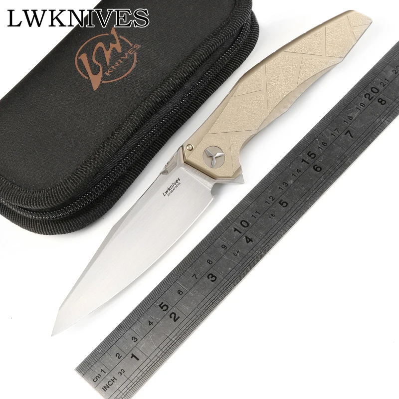 

LWKNIVES APACHE M390 blade SOLID Titanium handle ball Bearing Flipper Tactical folding knife outdoor survival knives EDC tool