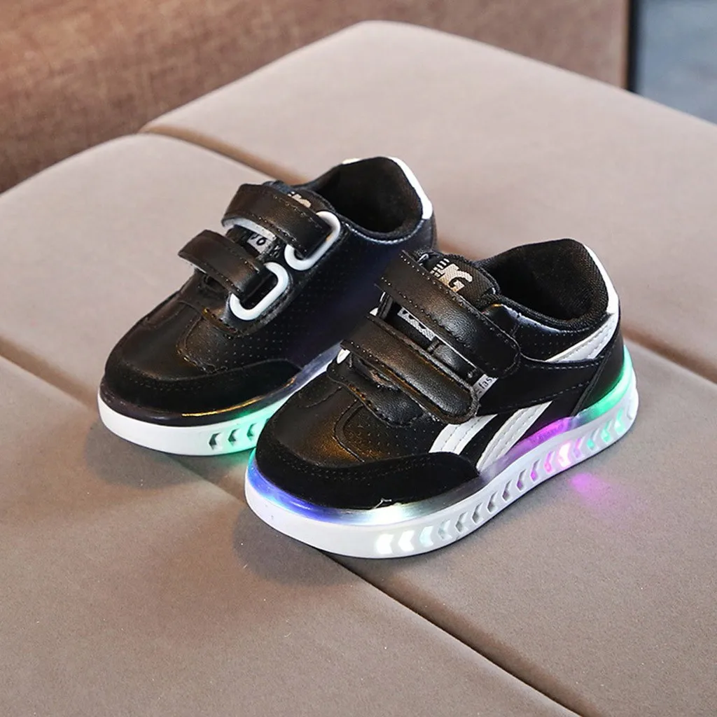 MUQGEW New arrival Children Baby Girls Boys Letter Led Light Luminous Running Sport Sneaker Shoes