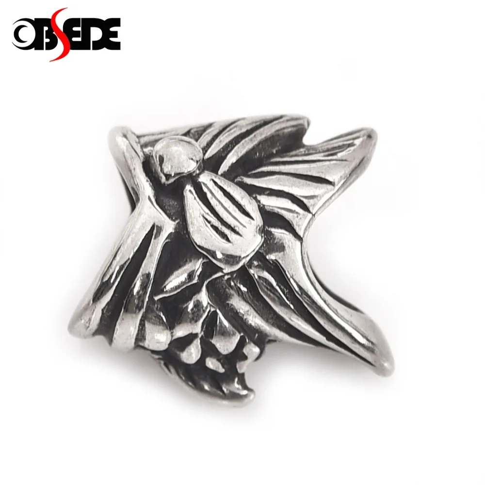 

Stainless Steel Fish European Beads Hole 5.5mm Metal Animal Bead Blacken for DIY Men Bracelet Accessory Jewelry Making Findings