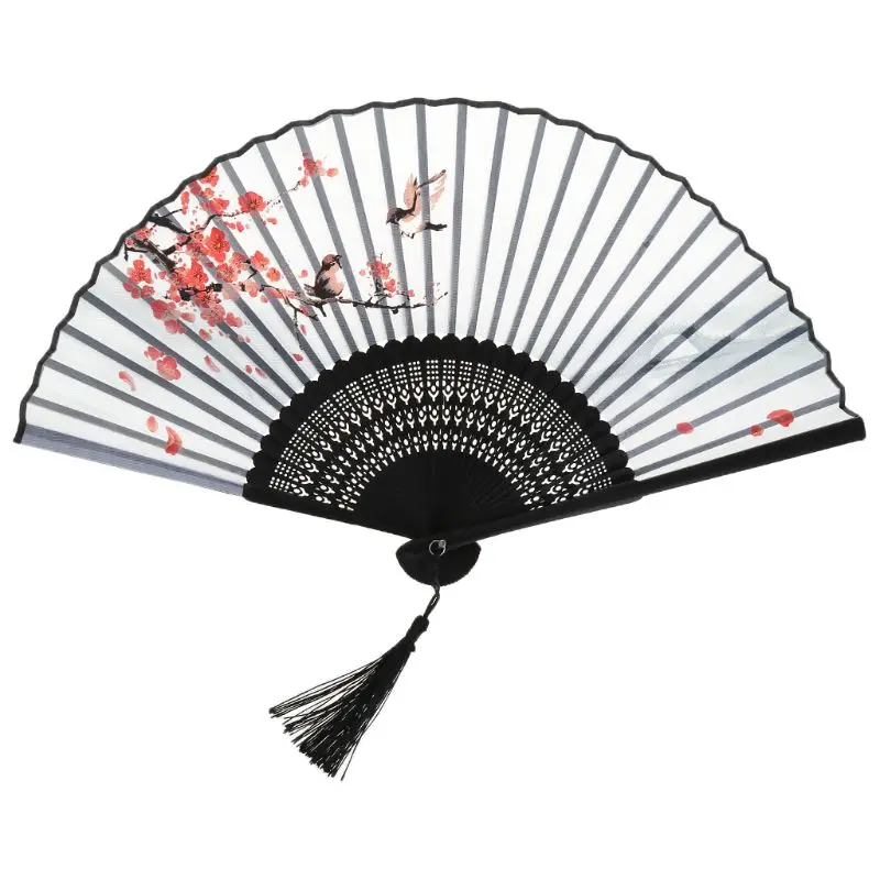 Китайский складывающийся веер черный японский вишневый цвет Дизайн Бамбук ручной вентилятор Свадебная вечеринка Декор подарок