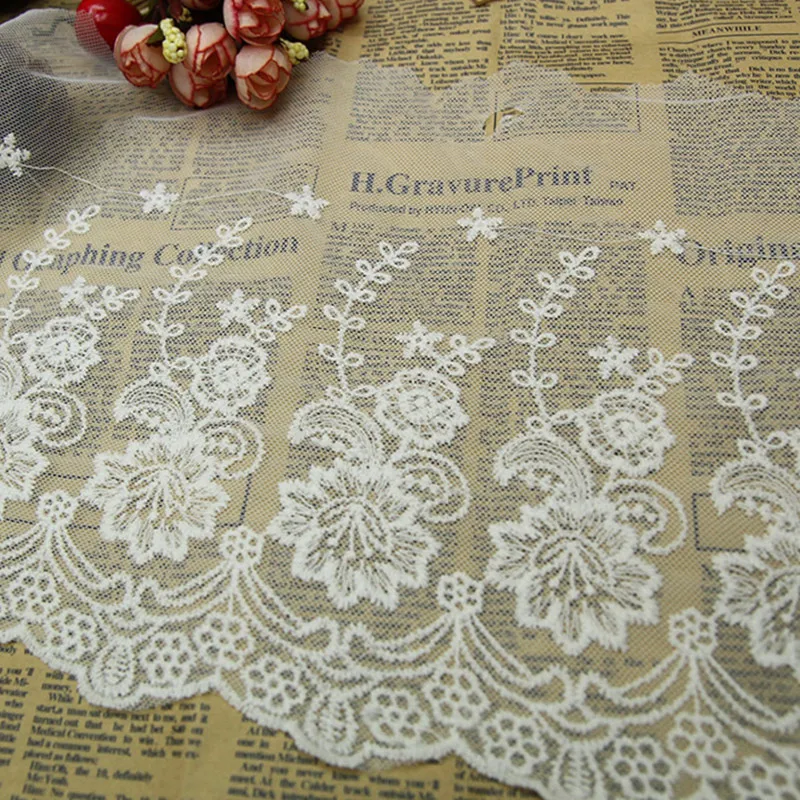 

Fadesen Wide 22cm handmade DIY lace accessories sofa curtain dress skirt decorative material gauze embroidery Lace fabric