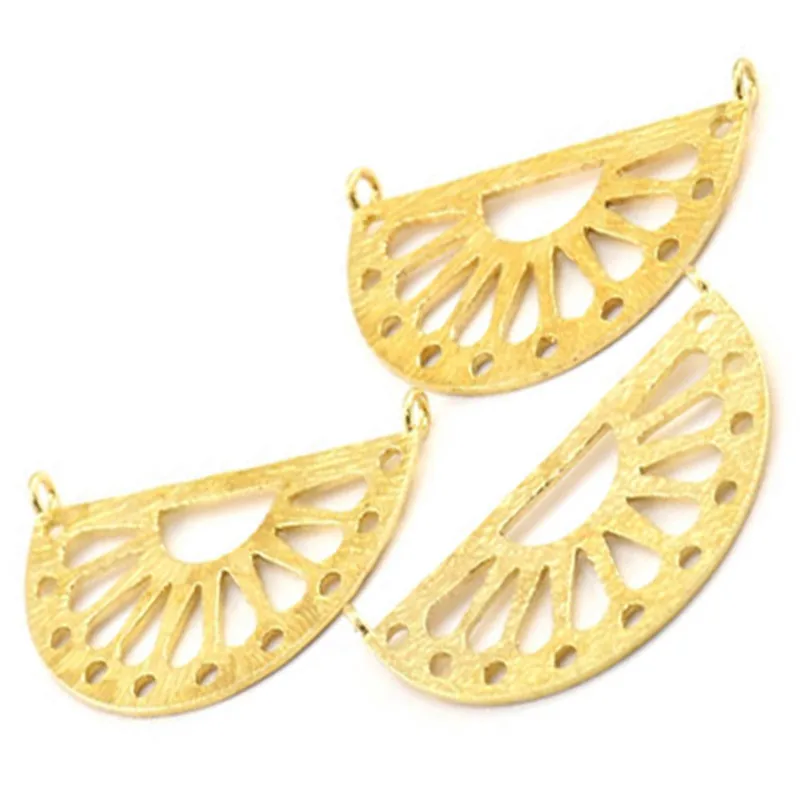 

2pc.raw brass round Semi Circle Connectors.charm Necklace (Nickel Free and Lead Free). (38x22x1mm) BS 1944