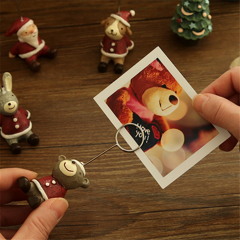 

New year Zakka Cute Resin Desktop Tree Bear Note clip notes Elk Photo message folders Rabbit Christmas Decoration free ship