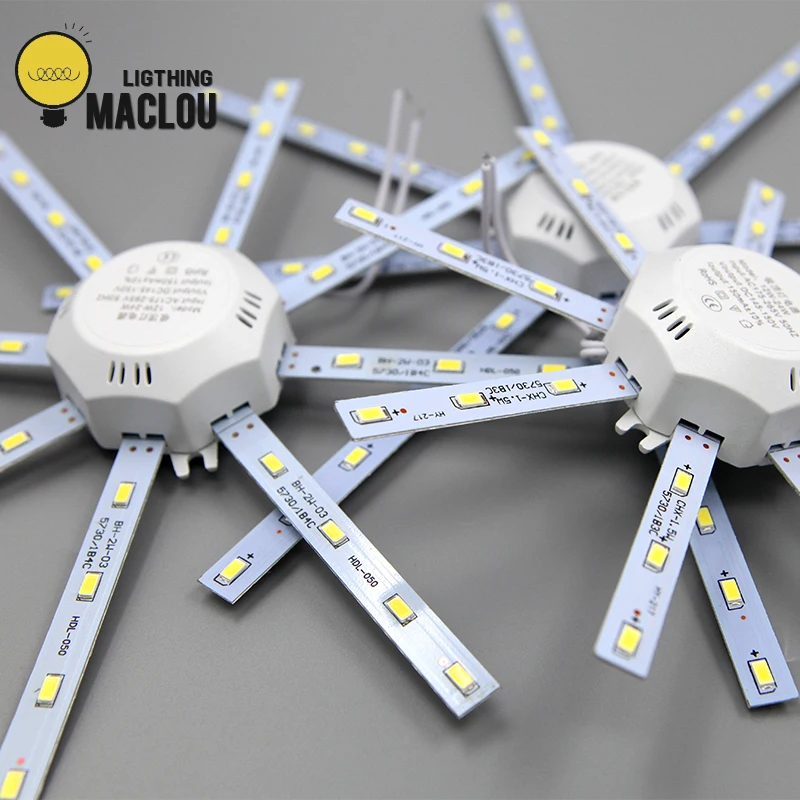 MACLOU 24 Leds 5730 SMD LED Ceiling Lamp Cold White High Bright 12W 16W 24W LED Octopus Round Ampoule LEDLight Lamparas De Techo