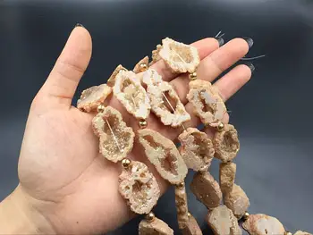 

Medium Titanium Druzy Slice Geode Beads Tangerine Champagne Raw Quartz Druzy Beads Supplies Gemstone Druzy Loose beads strand 25