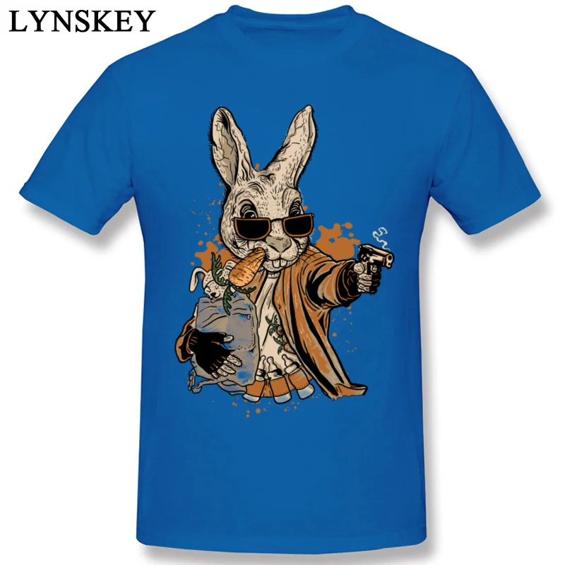 2017 Fashion Mens T-shirts Round Collar Autumn Short Sleeve Cotton Tops Tees smith the rabbit Printed On Sweatshirts blue