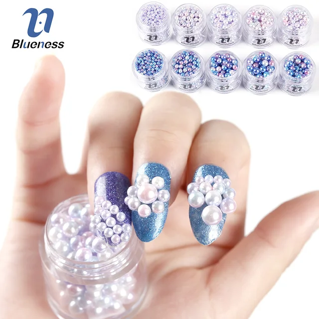 Blueness 1 Box Mix Sizes Nail Art Beauty Colorful Pearl Acrylic Blueness 1 Box Mix Sizes Nail Art Beauty Colorful Pearl Acrylic Nails Decorations Charms Accessories