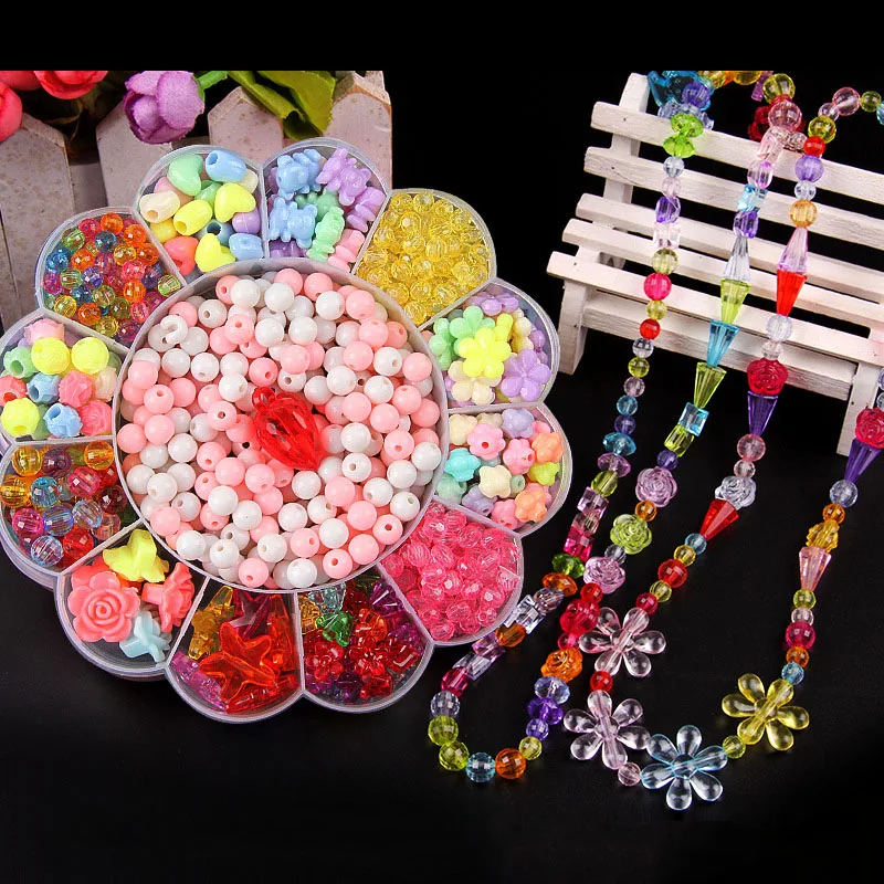 

Children Creative DIY beads toys Flower box with whole accessory set Girls education Acrylic Handmade Toys