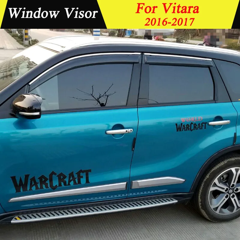 

For Suzuki Vitara 2016-2017 Plastic Black Window Visor Vent Shades Sun Rain Deflector Guard Auto Accessories 4PCS/SET
