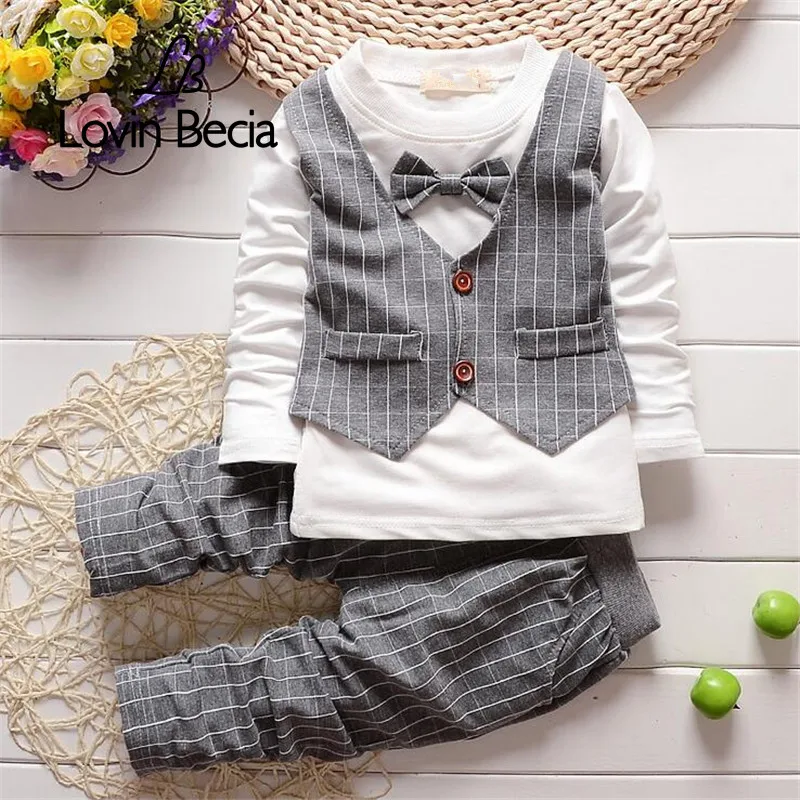 2017 Baby Boy Gentleman Clothing Sets Kids Uniform Clothes For School Birthday Suits Long Sleeve Vest