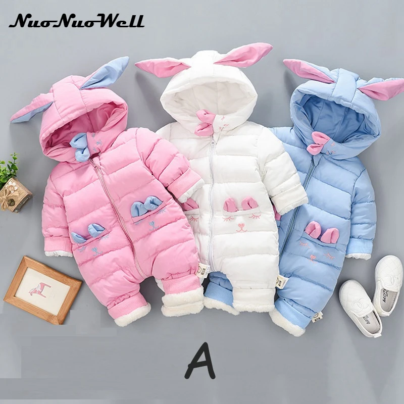 

Hot Sale Winter Newborn Baby Romper Baby Thickening Jumpsuits Hooded Boys Gilrs Warm Infant Overalls Cartoon Infant Snowsuits