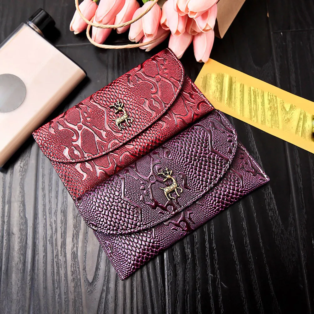 

Women's wallet Fashion Women Purse Long Zipper Metal Christmas Deer Wallets Card Holders Buckle wallet Billetera mujer
