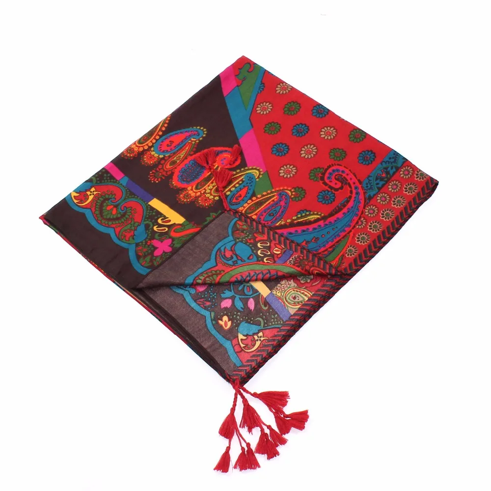 Женский пастельный палантин с этническим принтом в богемном стиле|paisley scarf|printed