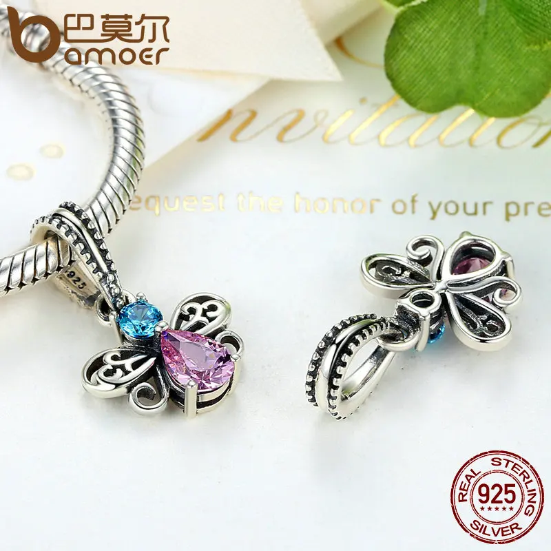 BAMOER New Arrival 925 Sterling Silver Bee Insects Charms Pendants fit Bracelets for Women Beads & Jewelry Makings SCC046