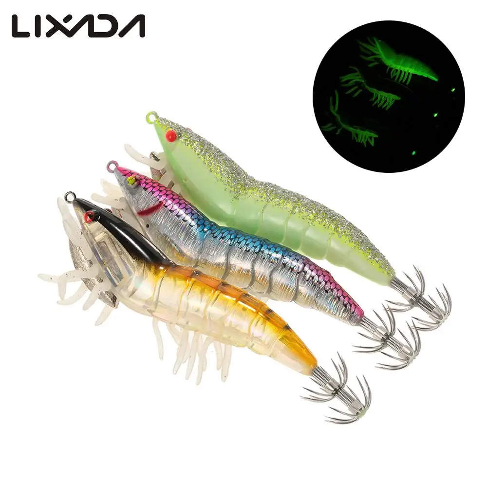 Lixada 3/5 шт. Рыболовная Приманка Креветки креветки кальмары джиггинг искусственная