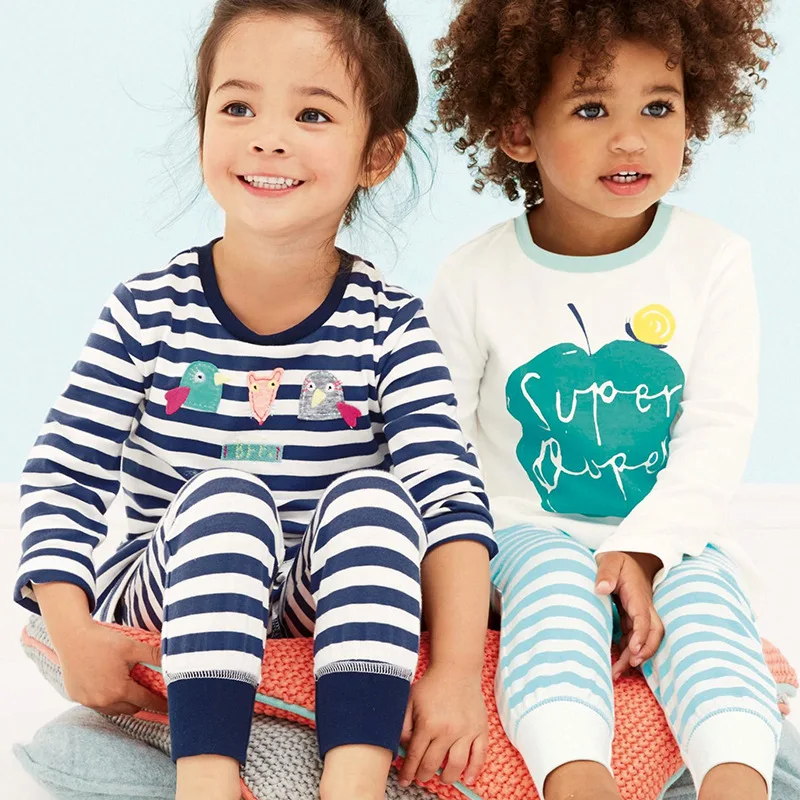 

High quality autumn long-sleeved knit cotton cartoon children's pajamas children home service package