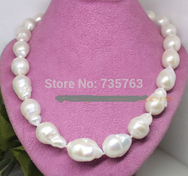 

HOT 001408 real natural white large baroque keshi pearl necklace fashion Jewelry