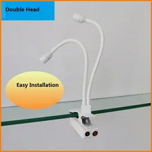 2 Вт/6 Вт подзарядка светодиодная точечная лампа, гибкая трубка с двойной головкой li батарея 23-28hours вращающийся стол, витринное стекло зажим прожектор