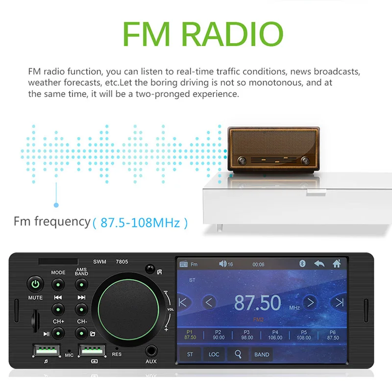 Onever Touch Автомобильный радиоприемник 7805 FM передатчик Автозвук Стерео Bluetooth 4.0