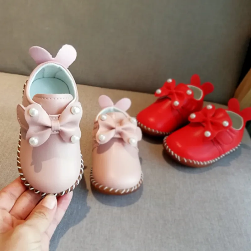 

Pearl Girls Princess Shoes Spring And Autumn Baby Leather Shoes Diamond Toddler Soft Bottom Shoes