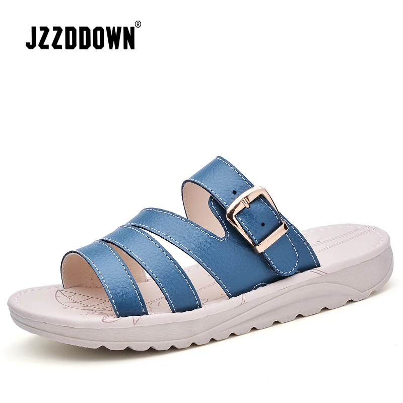 

Genuine Leather Women Summer Beach Sandals Shoes Ladies Flats Slippers Gladiator Casual Female Occasions Flip Flop Shoes