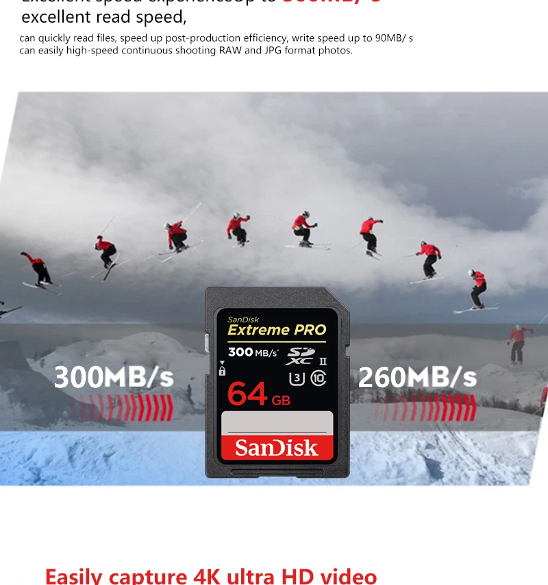 SanDisk 95MBS sd-карта для камеры 80 Мб 128 Гб 64 Гб 32 Гб 16 Гб карта памяти u3 U1 4K флеш-карты для камеры 300 МБ флеш-карта