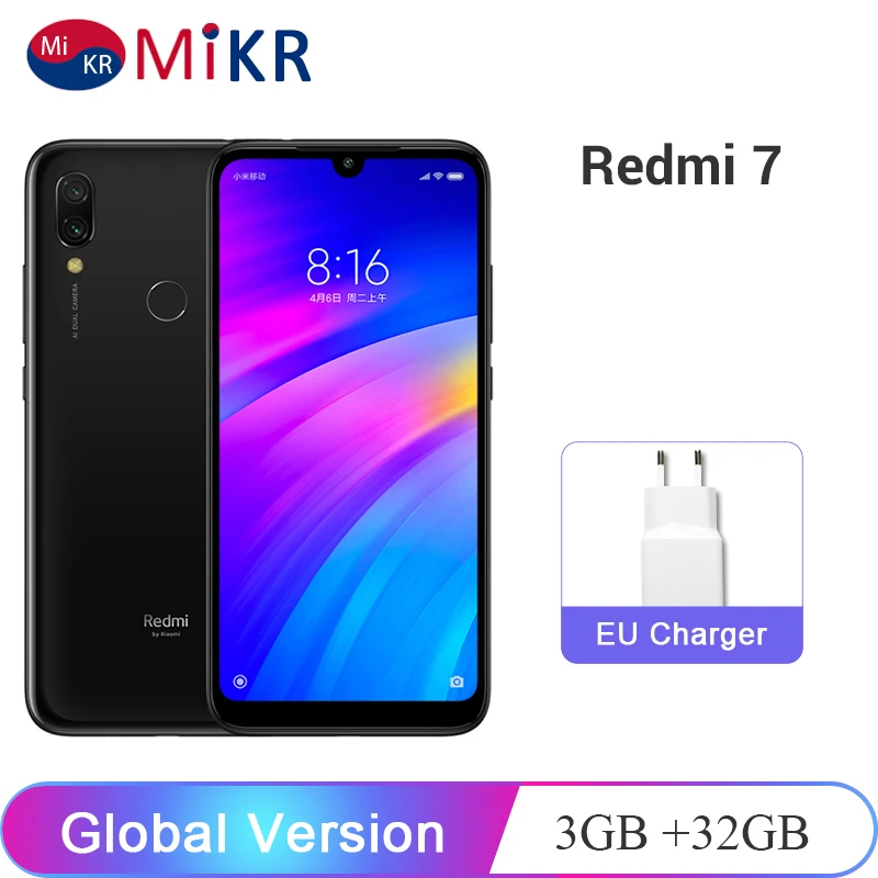 

Global Version Xiaomi Redmi 7 3GB 32GB Mobile Phone Snapdragon 632 Octa Core 12MP+2MP 6.26" 4000mAh Battery Redmi7 Smartphone