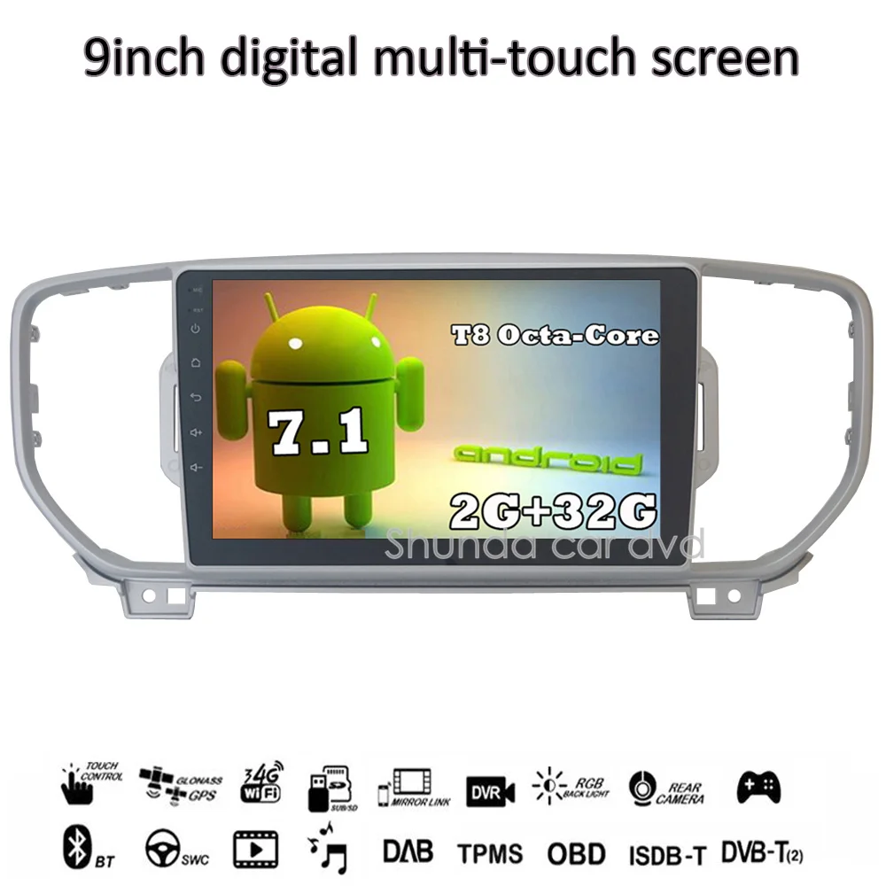 SHUNDA Android 7 1 T8 2G 32G для KIA KX5 Sportage 2016 2017 автомобильный dvd-плеер с датчиком Canbus box 3g 4G wifi